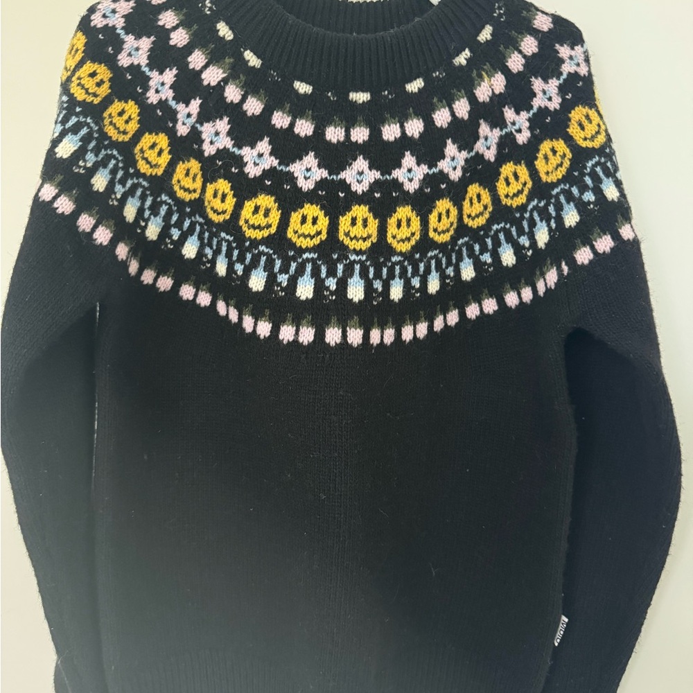 Black Patterned Girls Sweater, Size 7/8